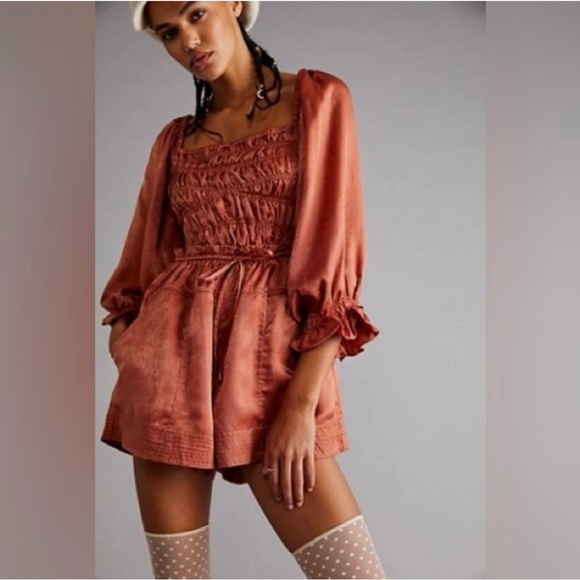 Free People Cassidy Romper in Bronze - Picture 2 of 4